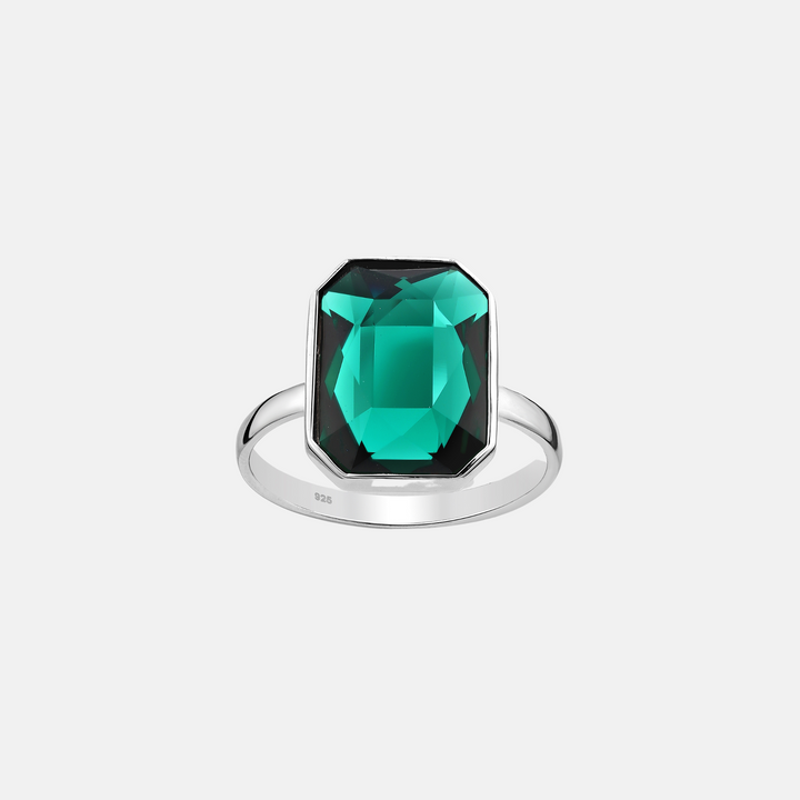 Emerald Square Sterling Silver Ring