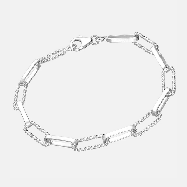 Textured Sterling Silver Square Link Bracelet