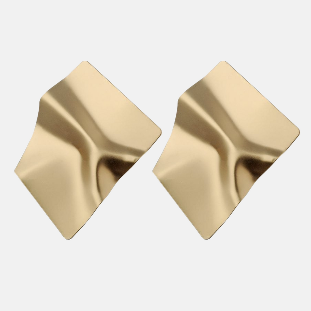 Silk Square Matt Gold Earrings