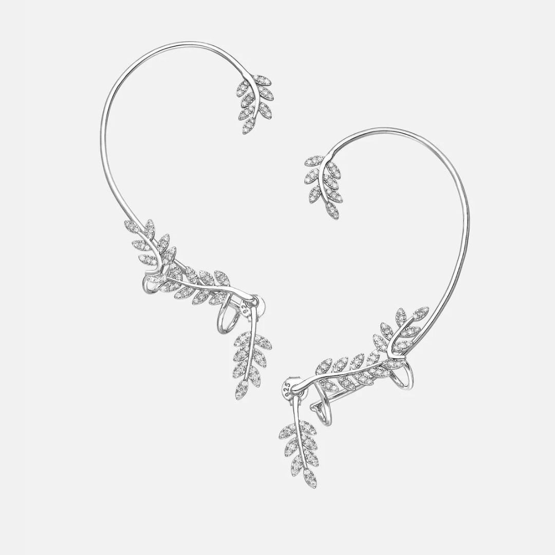 Sterling Silver Fern Full Ear Climber Earrings