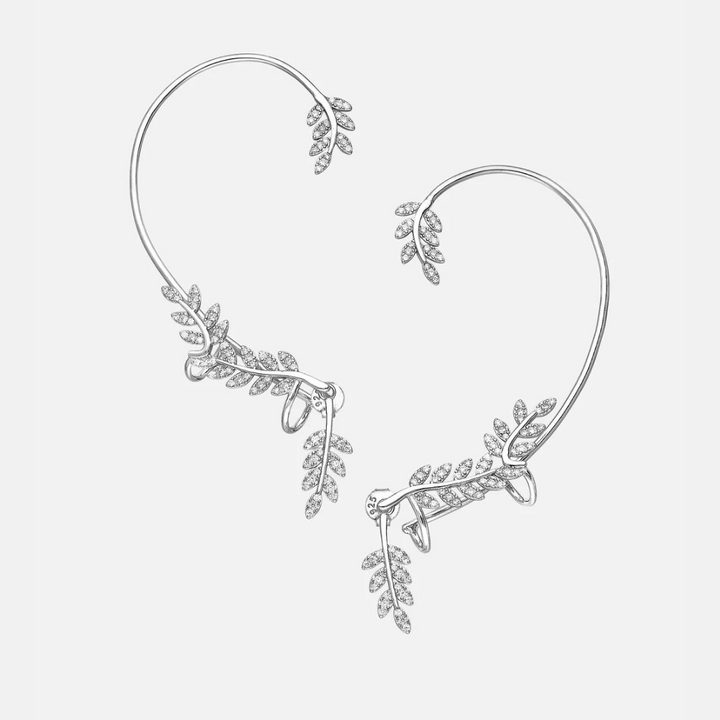 Sterling Silver Fern Full Ear Climber Earrings