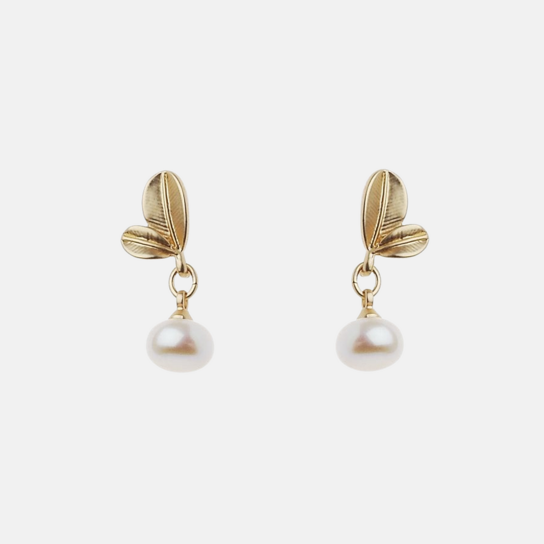 Pearl Gold Leaf Earrings