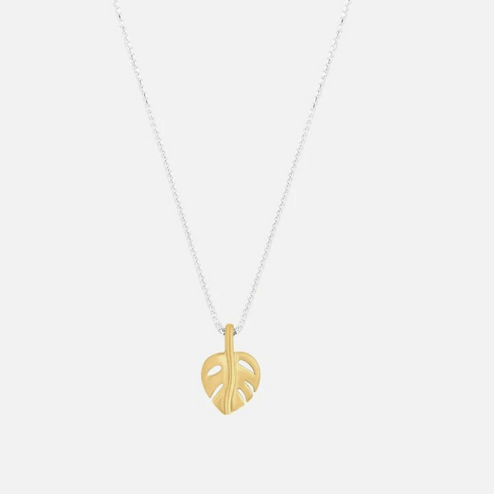 Monstera Leaf Matt Gold + Silver Mixed Metal Necklace