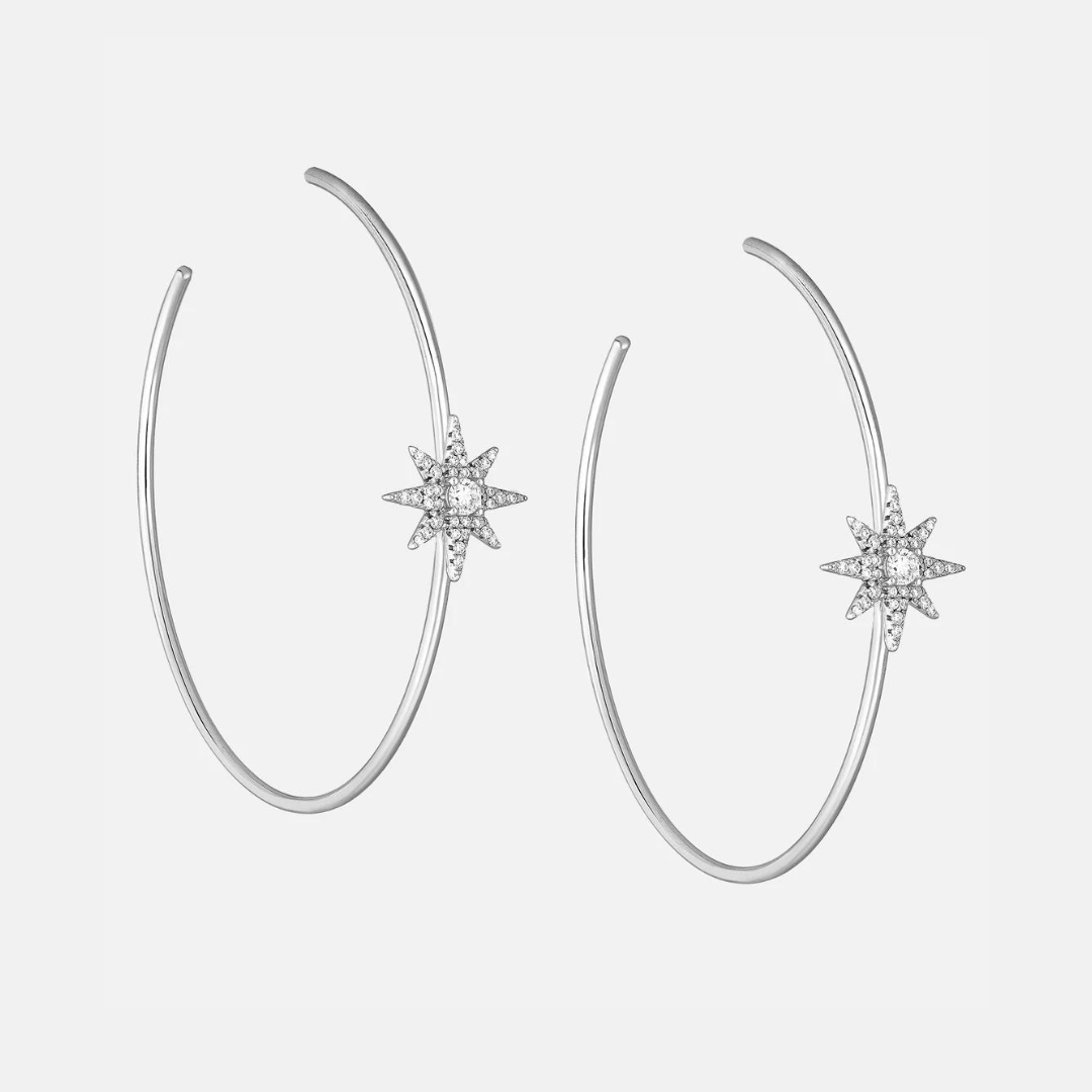 Starburst .925 Sterling Silver Hoop Earrings