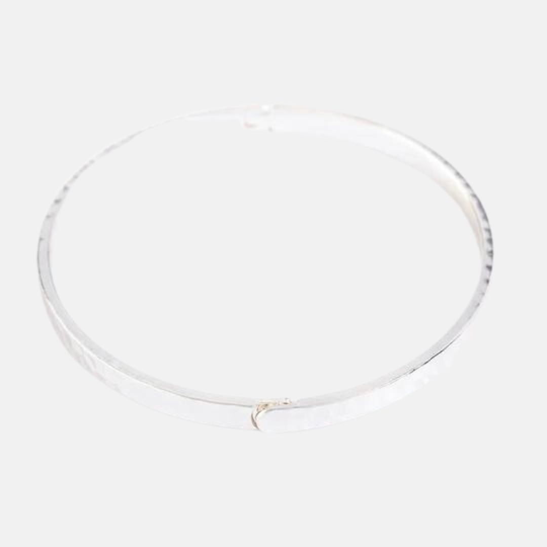 Lucia Textured Hinge Bangle Bracelet - Silver | Rose Gold