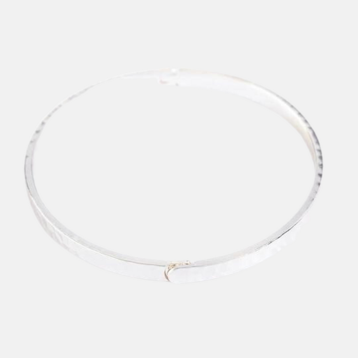 Lucia Textured Hinge Bangle Bracelet - Silver | Rose Gold