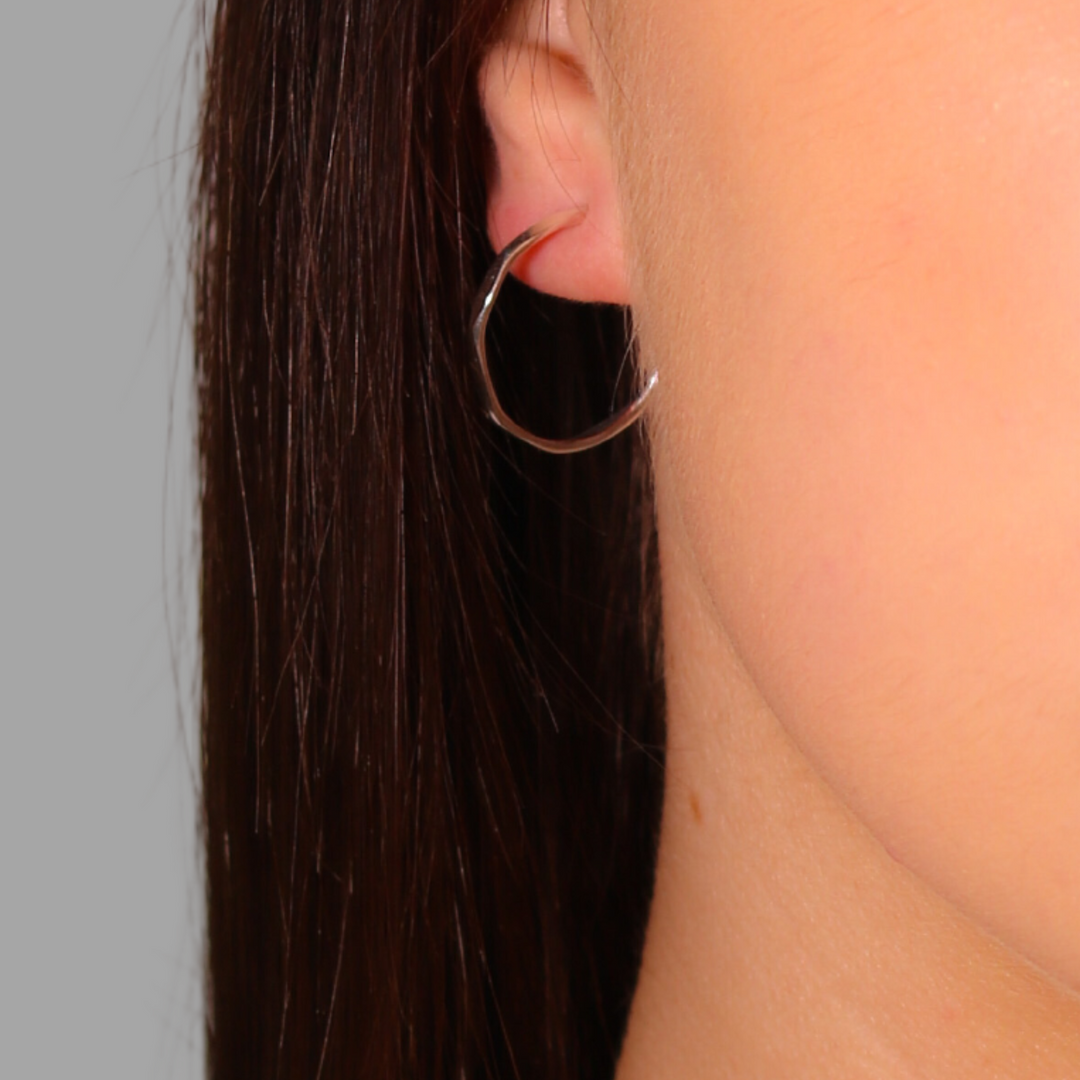 Edged .925 Sterling Silver Hoop Earrings