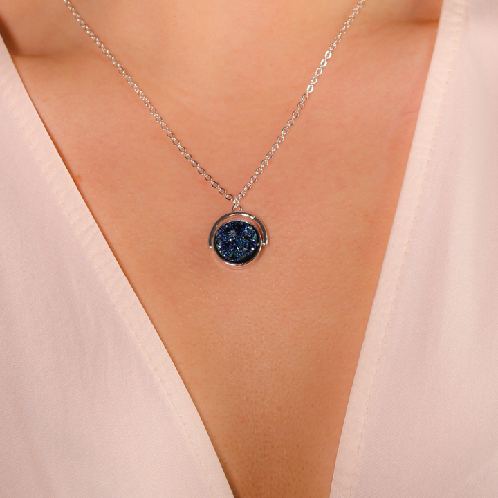 Neptune Blue Rutilated Quartz Necklace - Silver | Gold