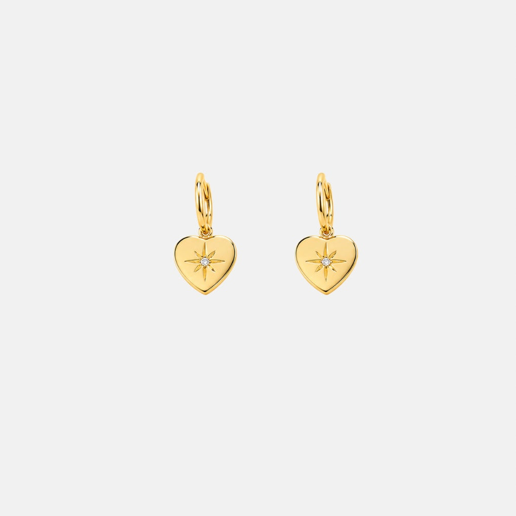 Celestial Gold Heart Huggie Hoops