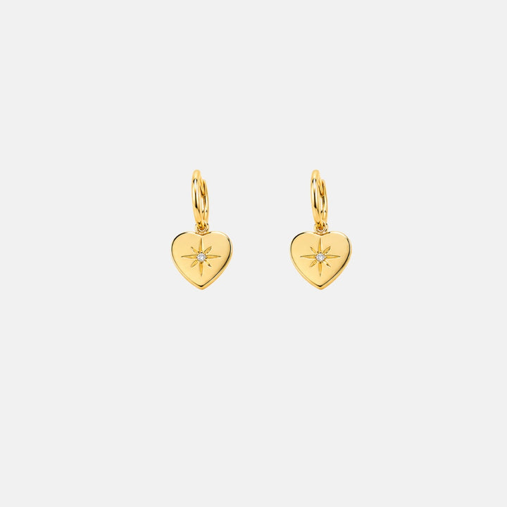 Celestial Gold Heart Huggie Hoops