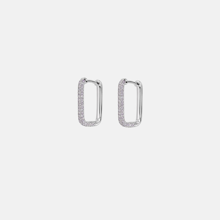 Lilac Silver Square Hoops