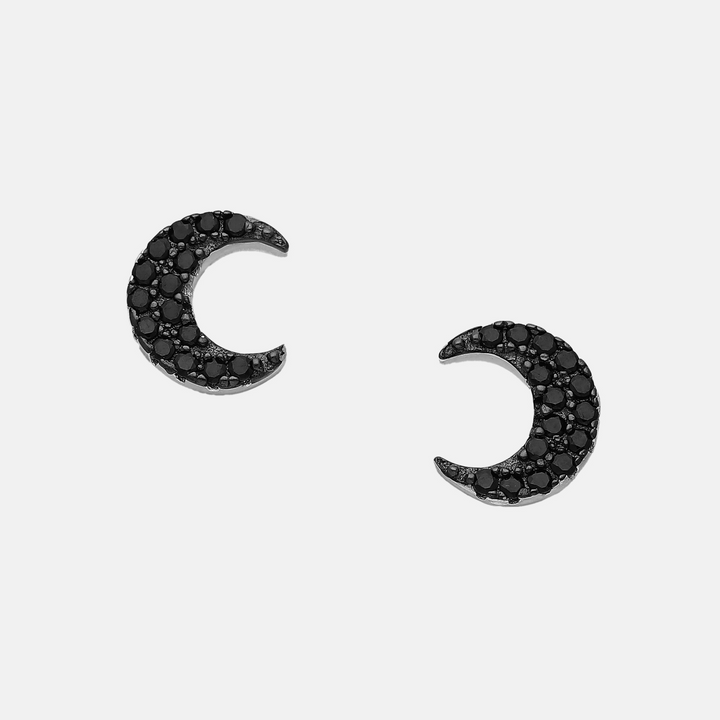 Black Stone Moon Crescent Earrings