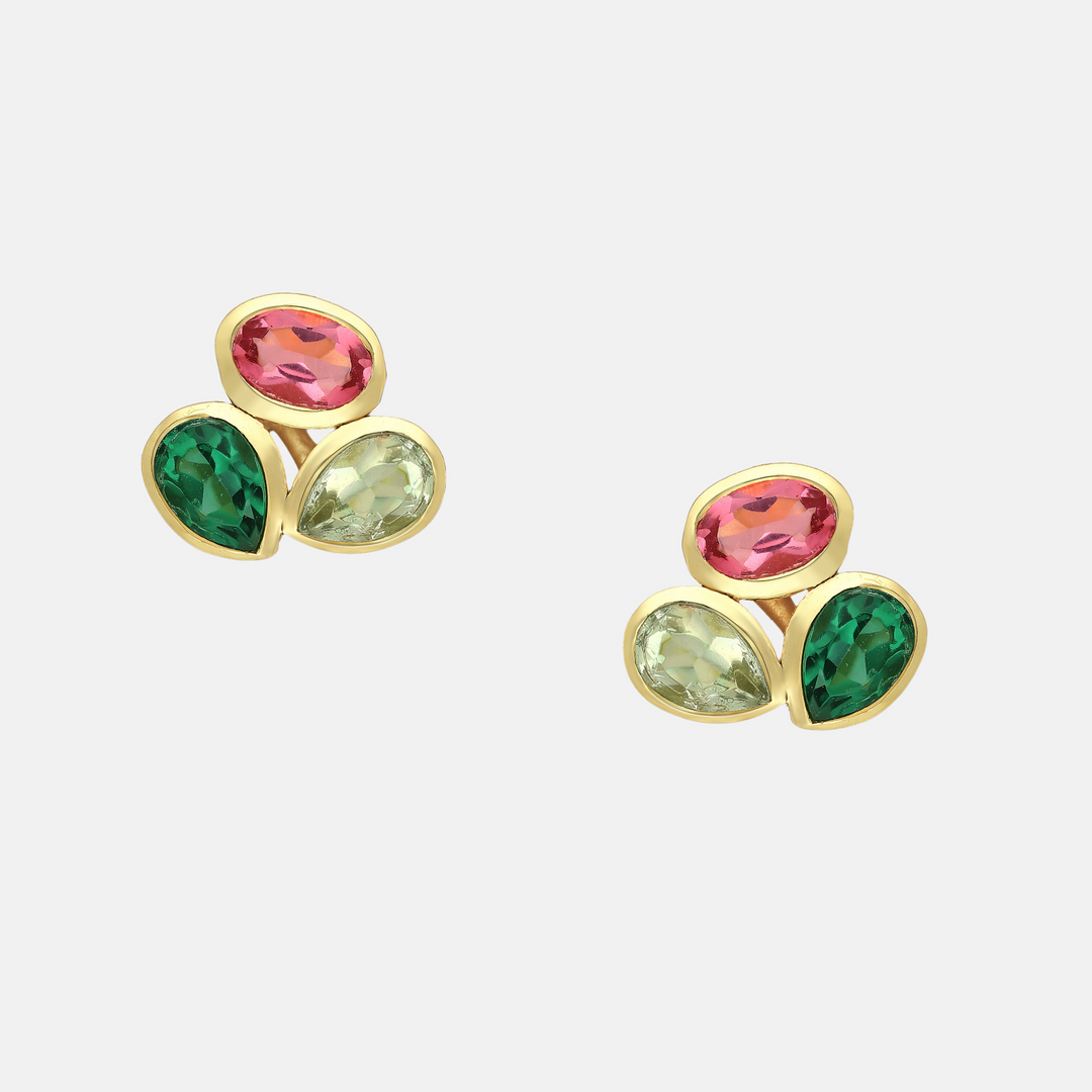 Tear Drop Stone Formation Studs - 3 Stone Combinations