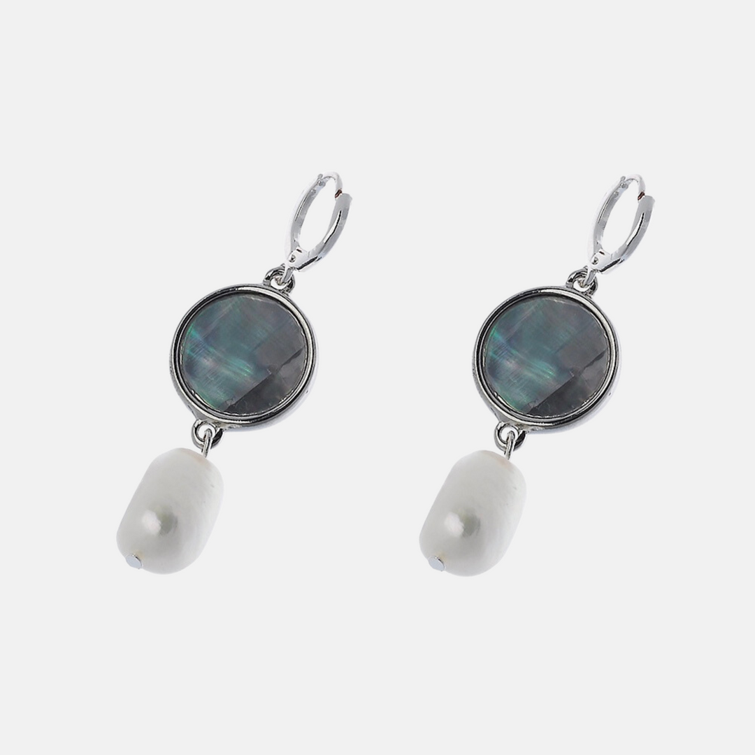 Coco Abalone Pearl Earrings - Silver