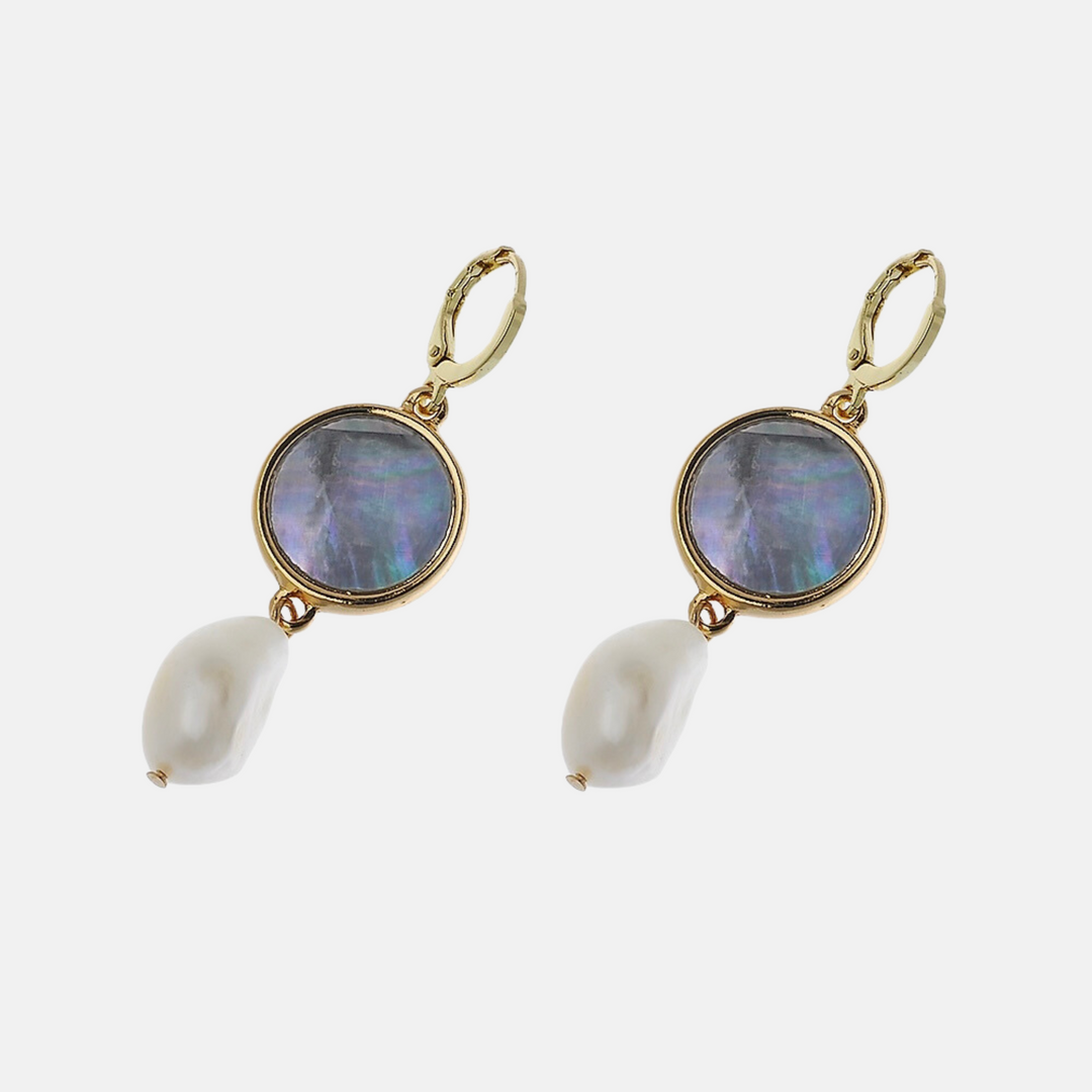 Coco Abalone Pearl Earrings - Gold