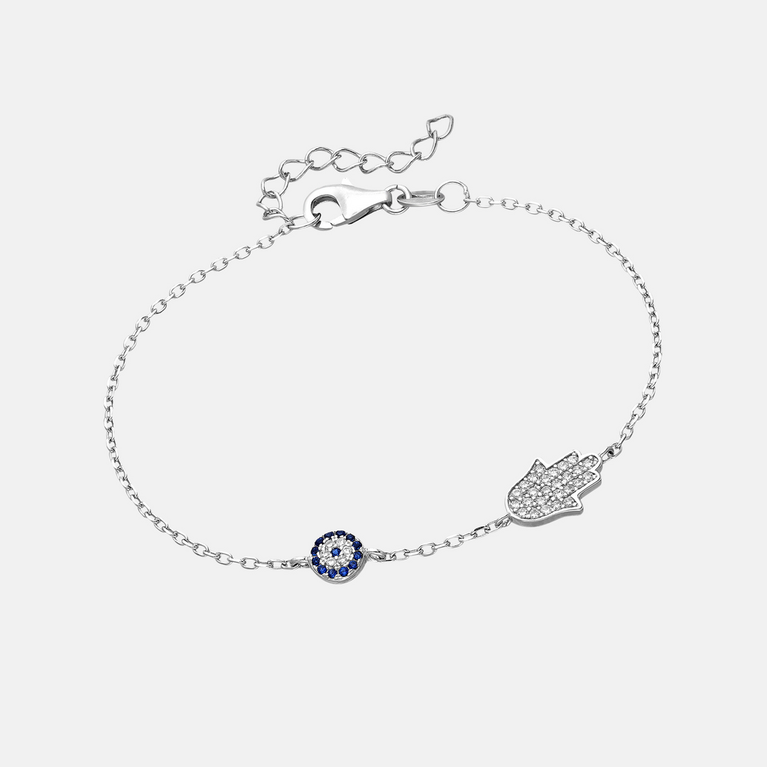 Eye & Hamsa Sterling Silver Bracelet