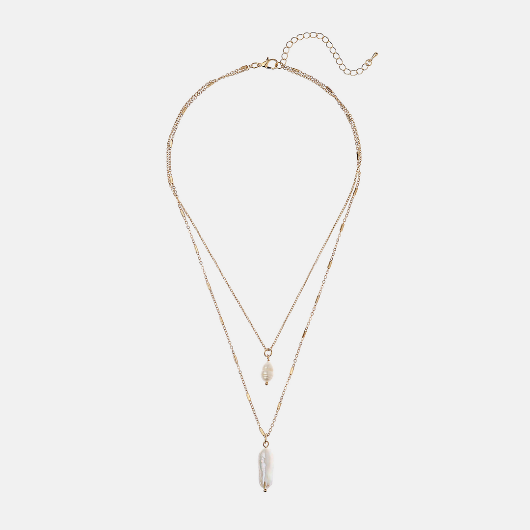 Gia Gold Modern Pearl Layer Necklace