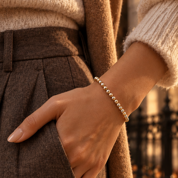 Phoebe Textured Ball Slide Bracelet - Gold | Silver | Mixed Metals