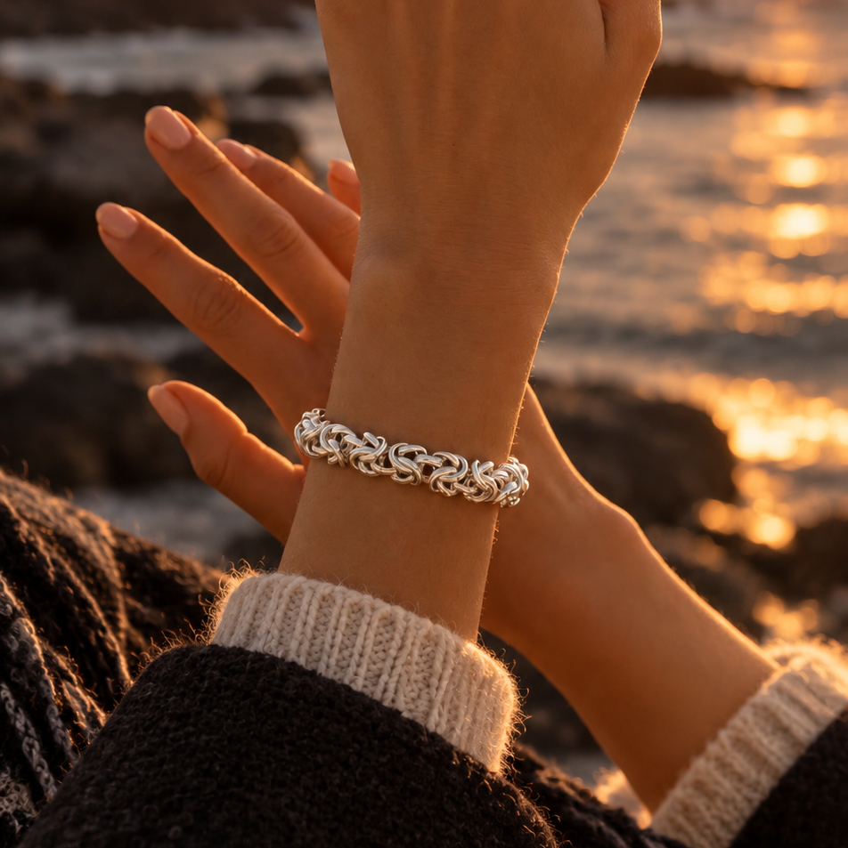 Monaco Intertwined Rings Sterling Silver Bracelet