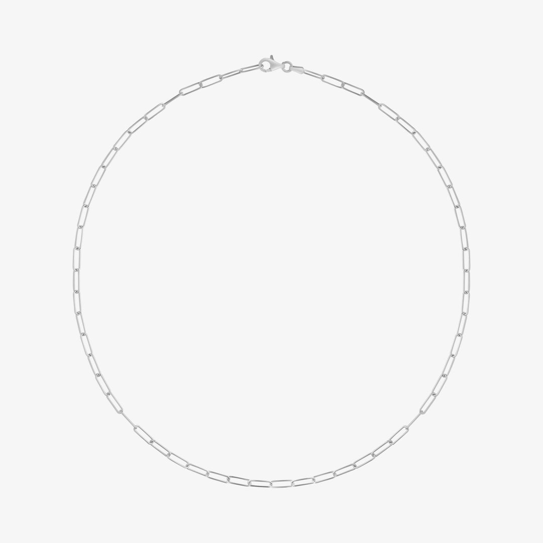 Men’s Sterling Silver Short Paperclip Chain Link Necklace