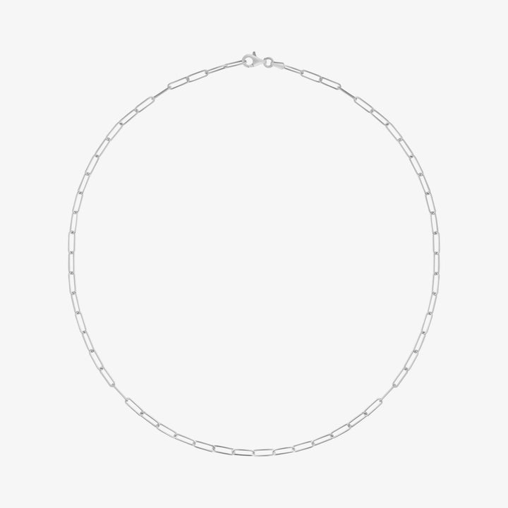 Men’s Sterling Silver Short Paperclip Chain Link Necklace