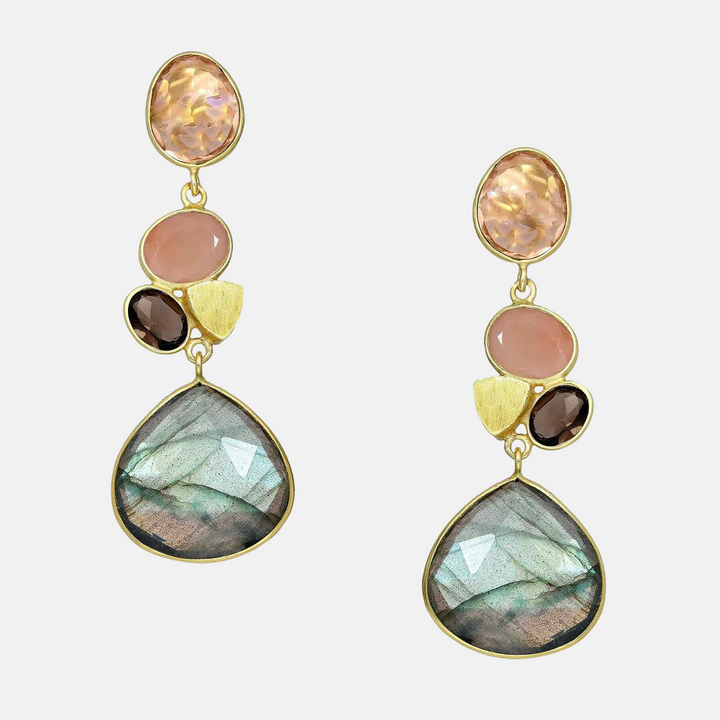 Daya Labradorite & Rose Quartz Drop Earrings