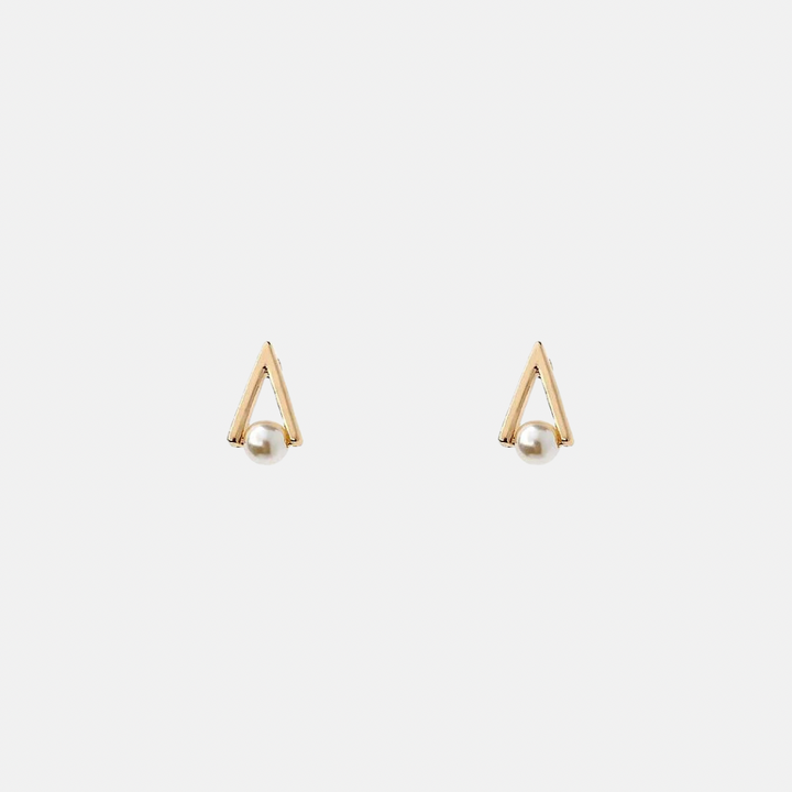 Scarlett Triangle Pearl Gold Stud Earrings