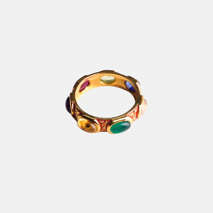 Maia Gemstone Enamel Ring - White | Blue | Red