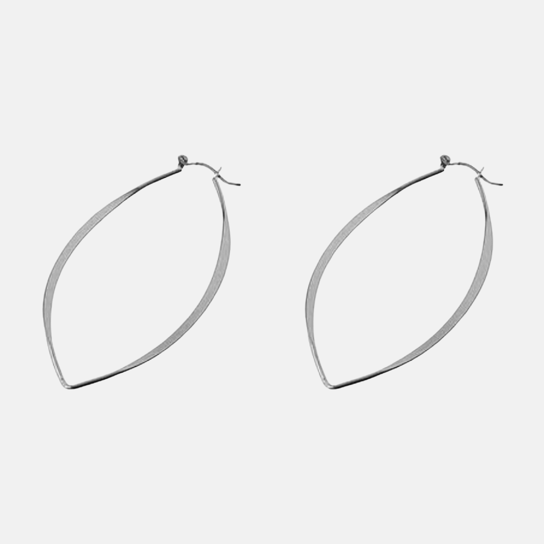 Linden Leaf Silver Hoop Earrings