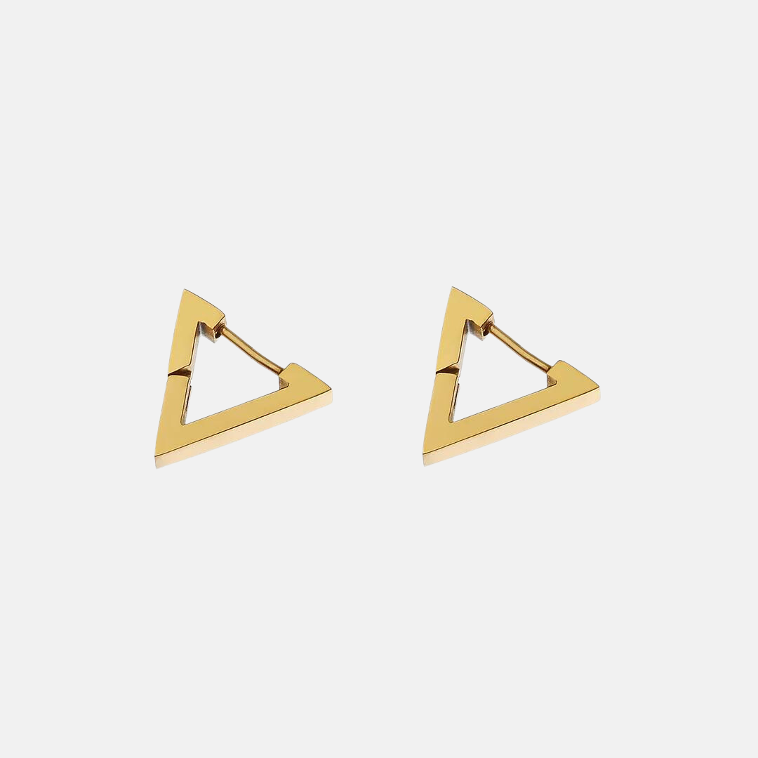 Haily Triangle Block Gold Hoops