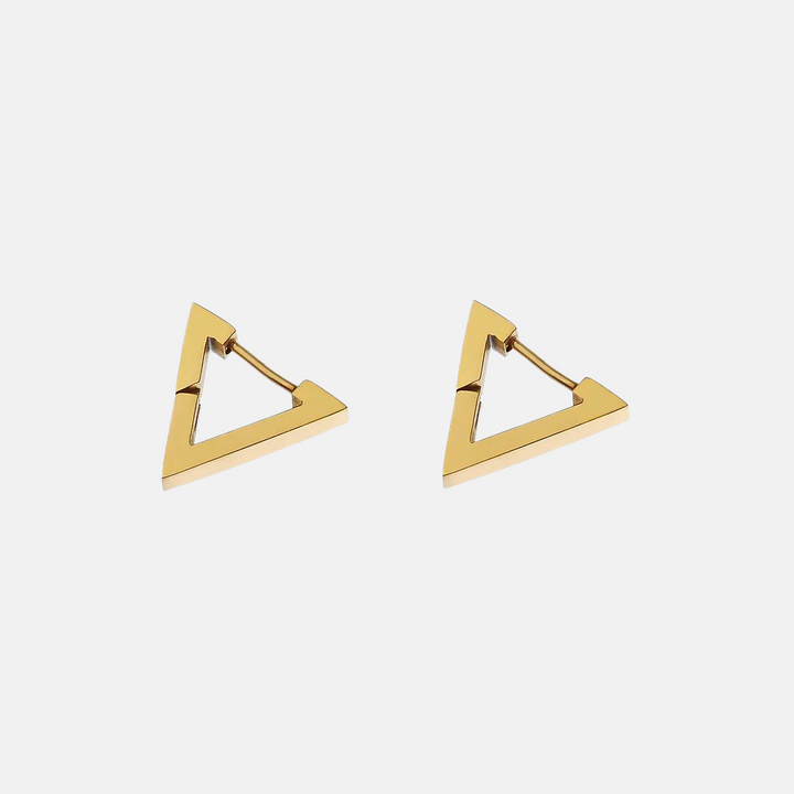 Haily Triangle Block Gold Hoops