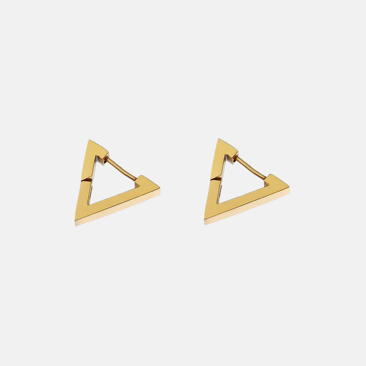 Haily Triangle Block Hoops - Steel | Gold Steel
