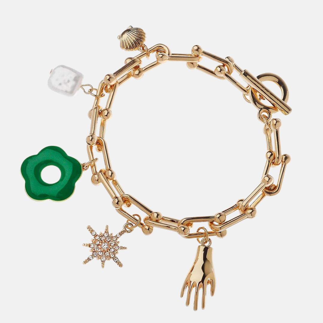 Venega Green Flower Charm Bracelet