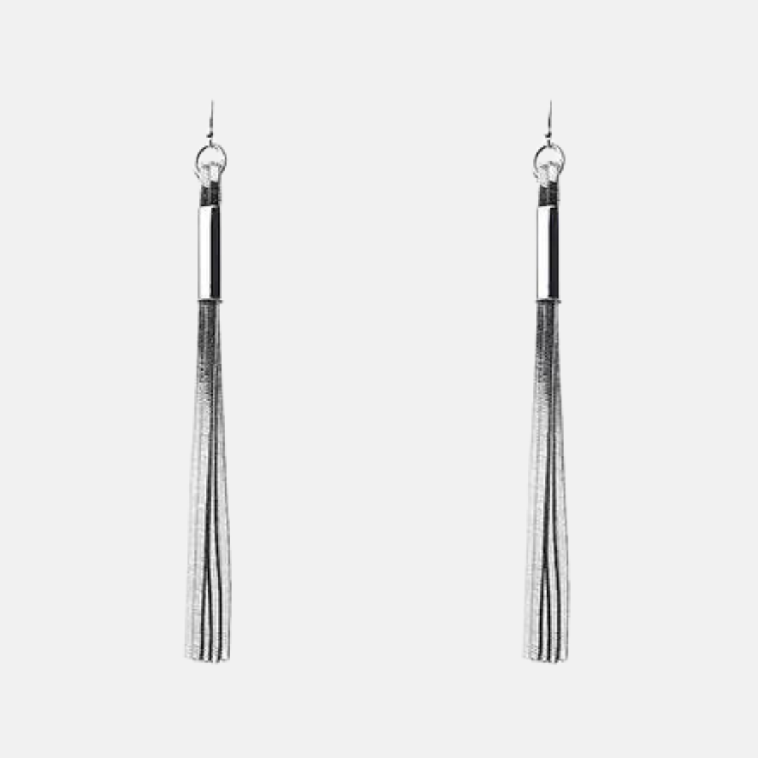 Iguazu Long Tassel Earrings - Silver | Gold