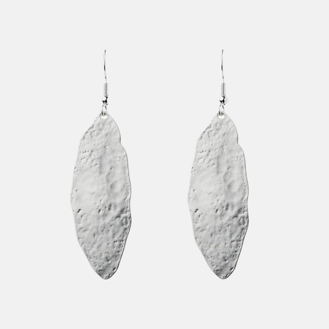 Oti Silver Textured Oval Nugget Drop Earrings