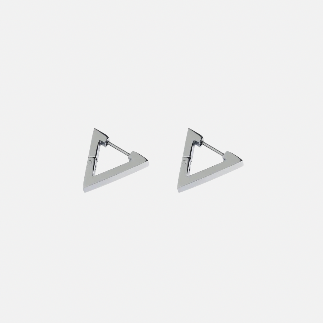 Haily Triangle Block Silver Hoops