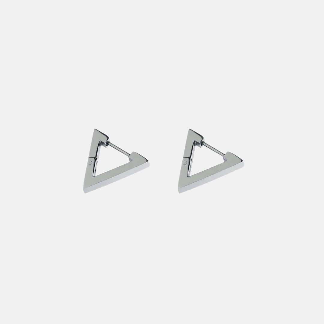 Haily Triangle Block Hoops - Steel | Gold Steel