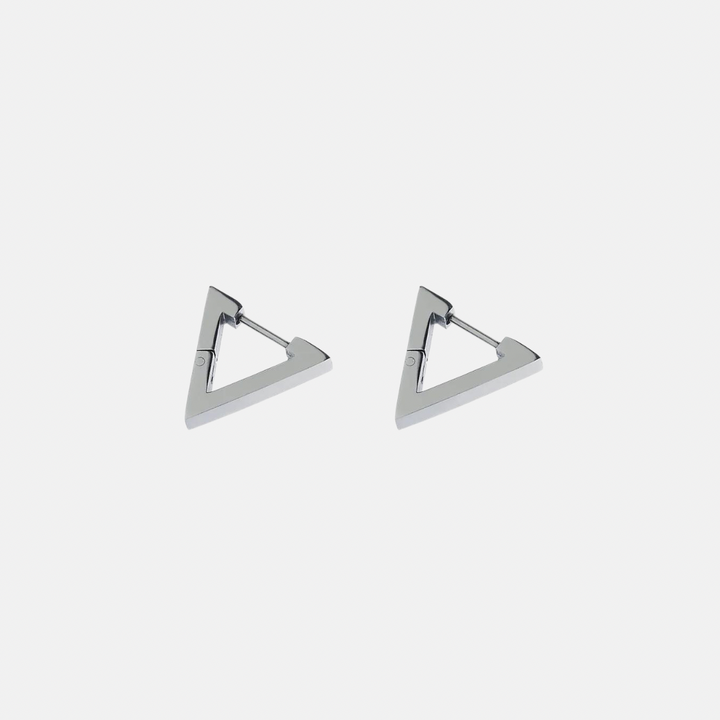 Haily Triangle Block Hoops - Steel | Gold Steel