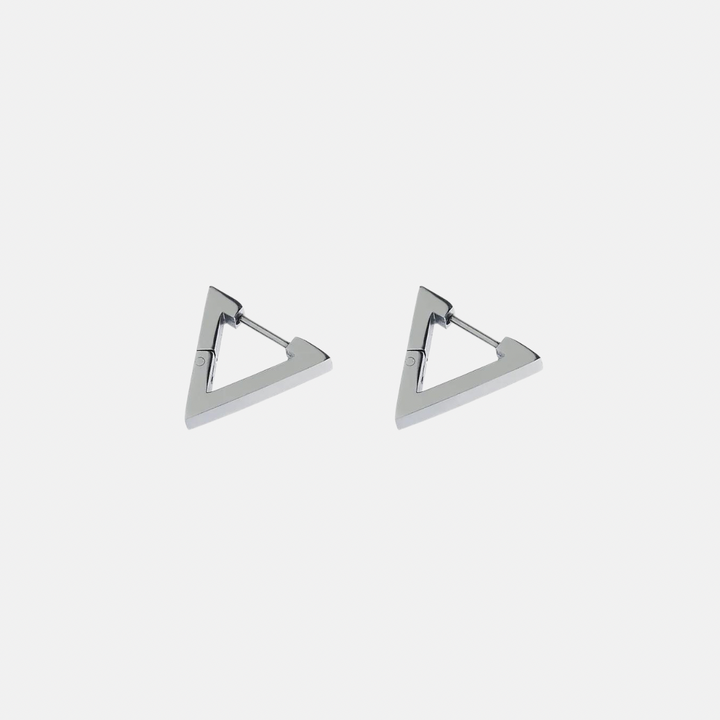 Haily Triangle Block Silver Hoops