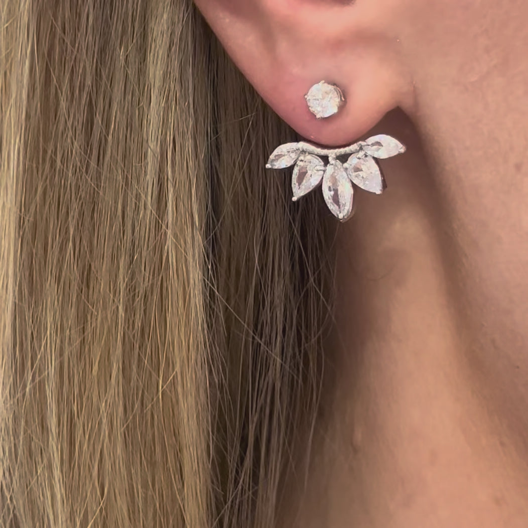 Azalea Ear Jacket Sterling Silver Earrings