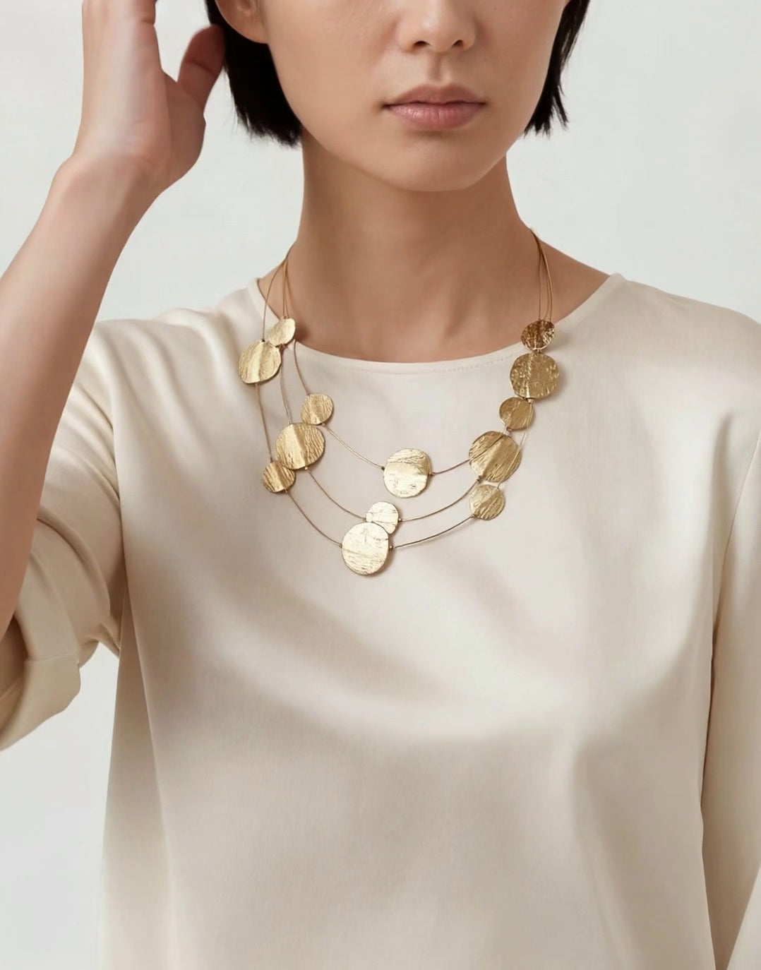 Terra Cascade Discs Necklace - Silver | Gold