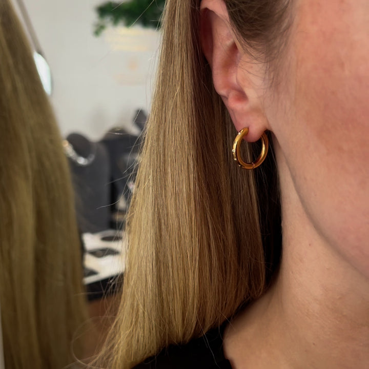 Millie Full Stone Hoops - Green | White