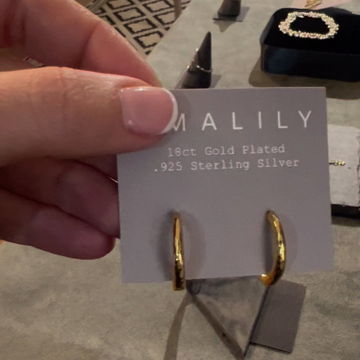 Amos Gold Plated 2cm Hoop Earrings