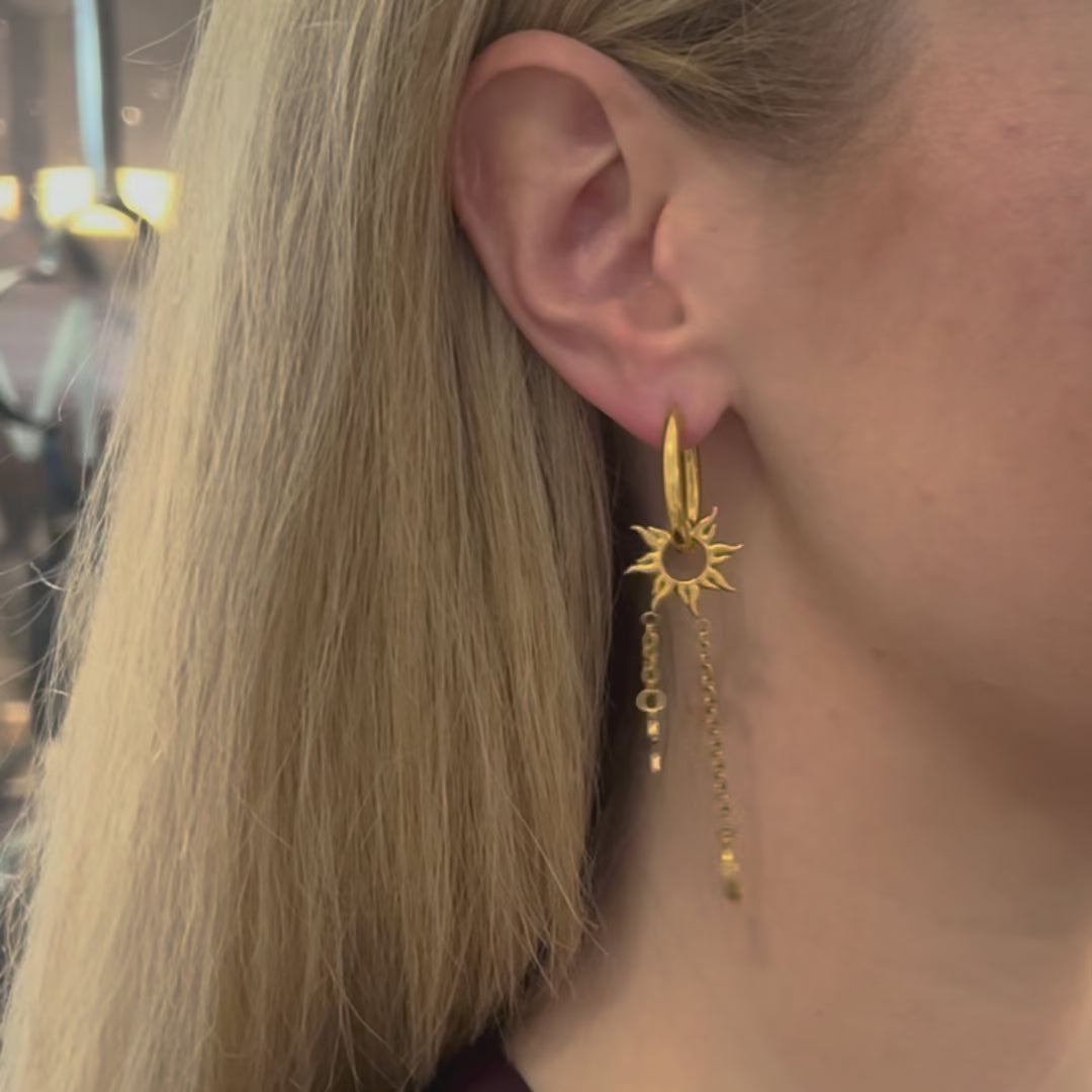 Celestial Chain & Charms Hoop Earrings