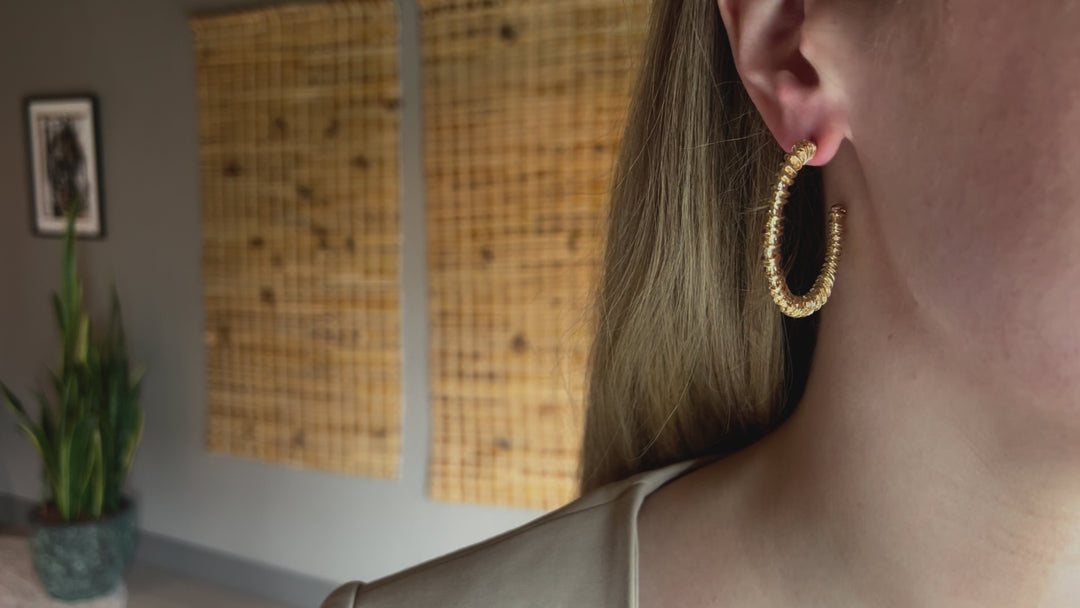 Mila Textured Hoop Earrings - Gold