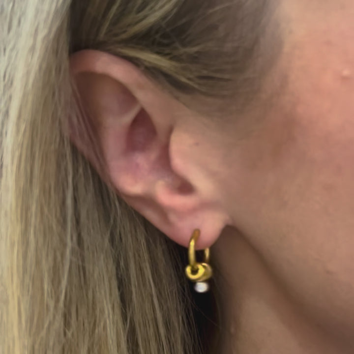 White Stone Dangly Rings Huggie Hoop Earrings