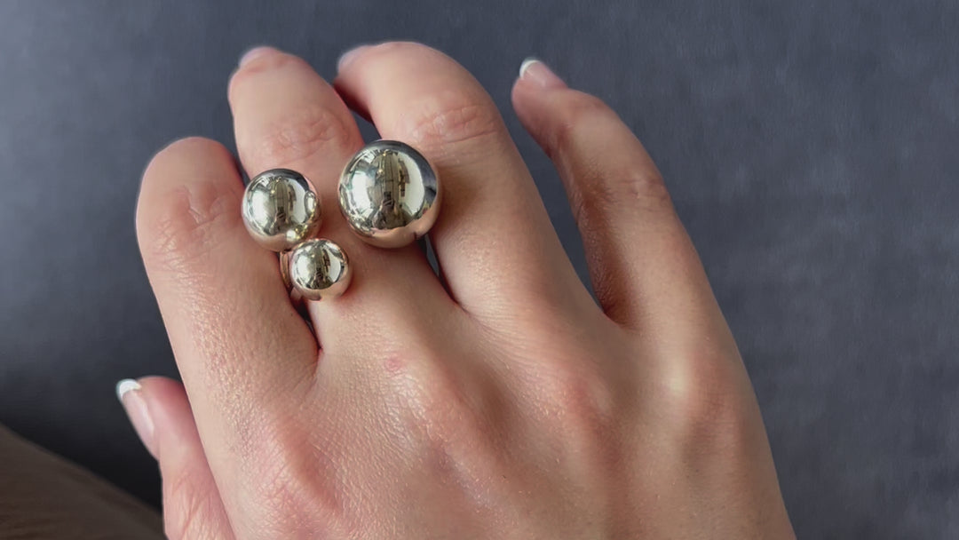 Silver Adjustable Bubble Ring