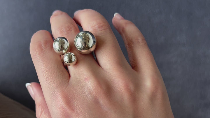 Silver Adjustable Bubble Ring