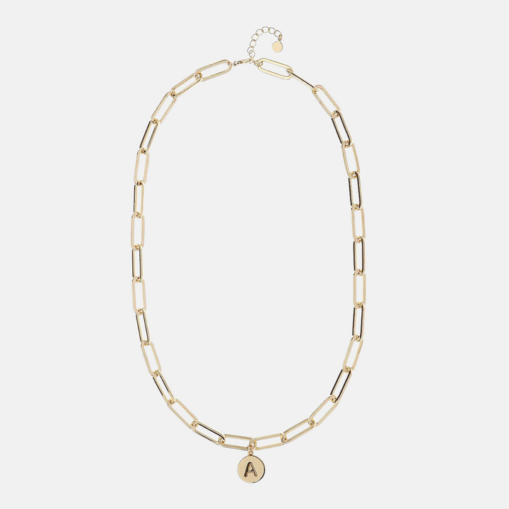 Initials Charm Paperclip Chain NECKLACES *Choose Your Letter* - GOLD