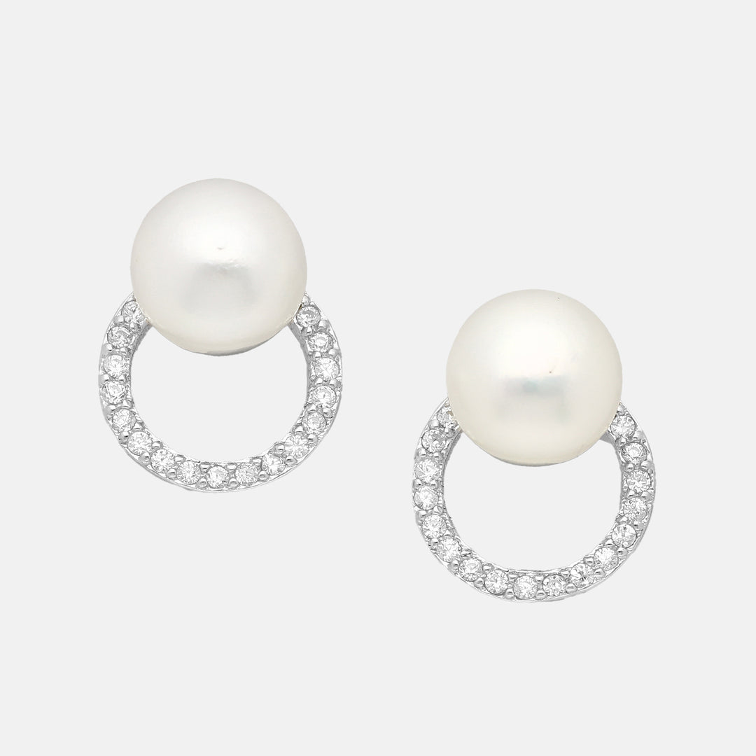 Lizzie Sterling Silver Pearl Hoop Earrings